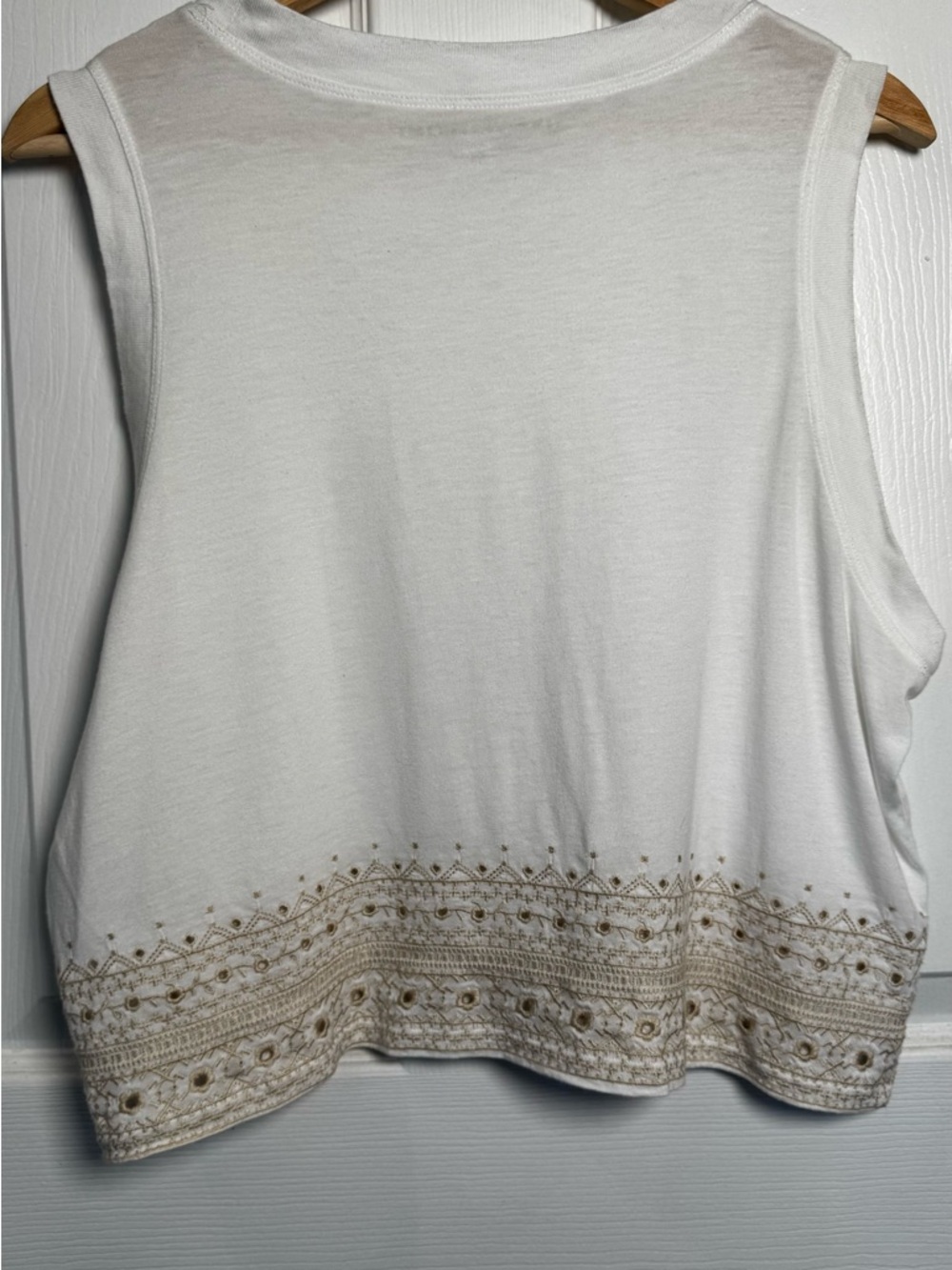 Spiritual Gangster Embroidered Hem Cropped Tank Top White Boho Festival Large - Picture 9 of 10